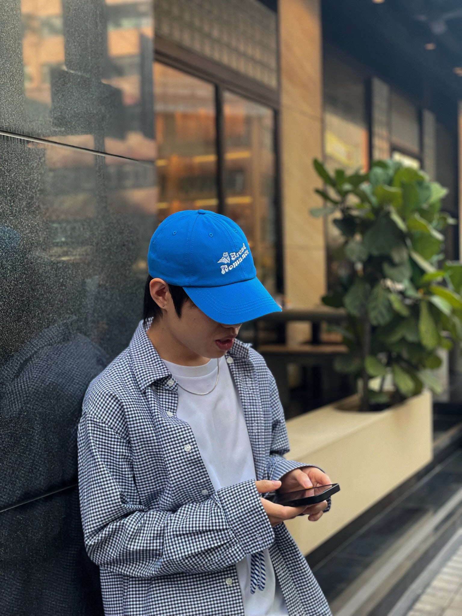 Bread Romance 刺繡藍色鴨舌帽