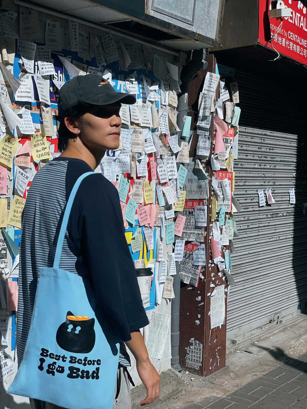 BEST BEFORE I GO BAD黑貓淺藍色環保袋